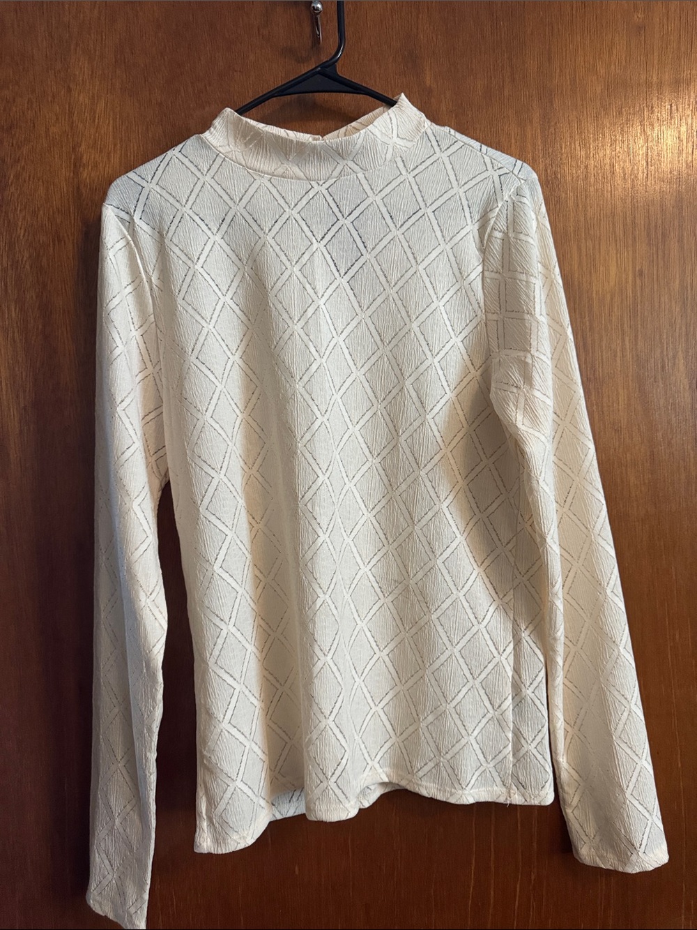 Marled Cream Long Sleeve Mock Neck Textured Top